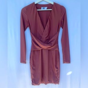 Long Sleeve -Dusty Pink Bodycon Dress - Tiger Mist- XS